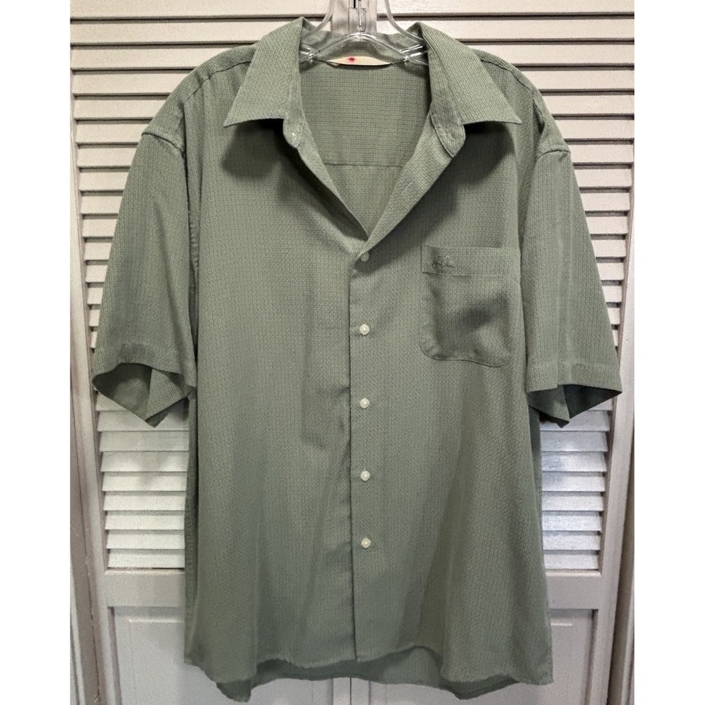 Hobie Green Short Sleeve Button Up Collared Size XL Pockets Casual